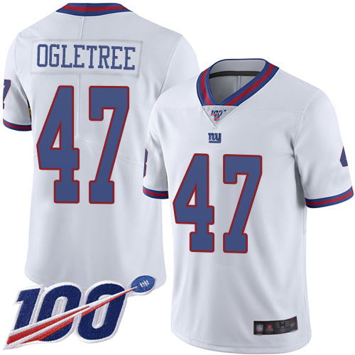 Men New York Giants #47 Alec Ogletree Limited White Rush Vapor Untouchable 100th Season Football NFL Jersey